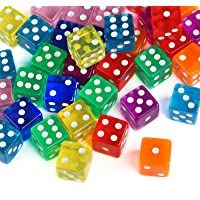 GWHOLE 40 Piezas Coloridos Dados (6 Caras- 16mm) Translúcidos Conjunto para Juegos de Dados- Bar- Tenzi- Farkle- Yahtzee…